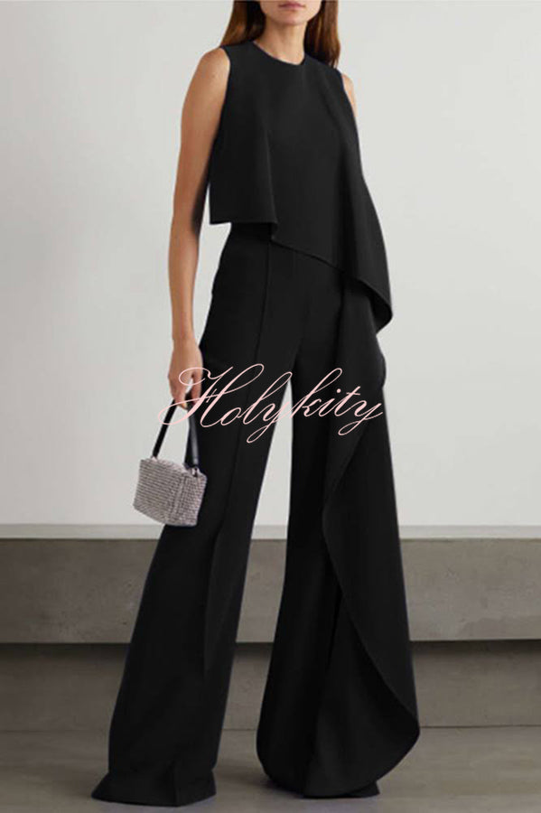 Amazing Views Irregular Hem Wide Leg Formal Party Jumpsuit