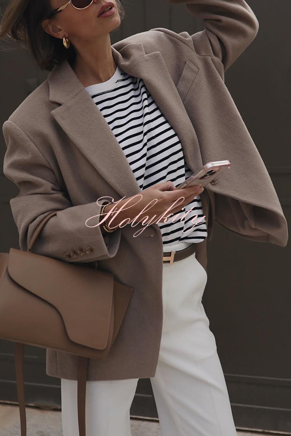 Solid Color Lapel Long Sleeve Loose Blazer