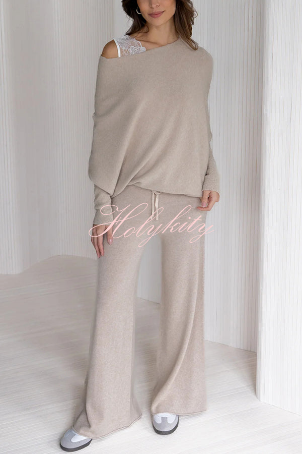 Solid Color Round Neck Long Sleeve Loose Knitted Sweater