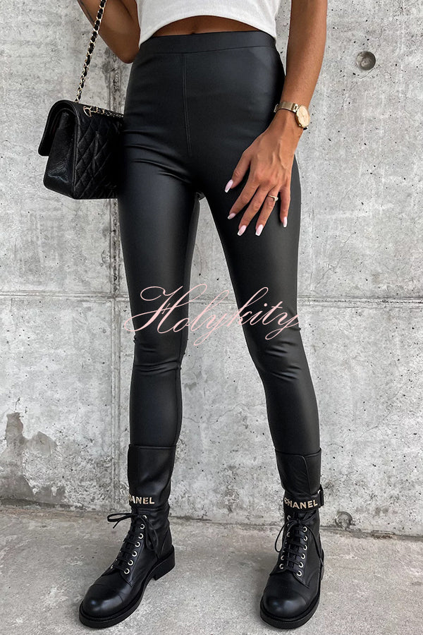 Viminni Faux Leather High Rise Stretch Legging Pants