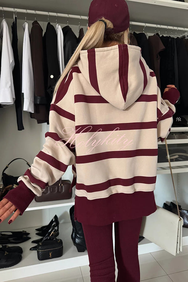 Fashion Loose Casual Hooded Long Sleeve Sweatshirt and Elastic Waist Leggings Set