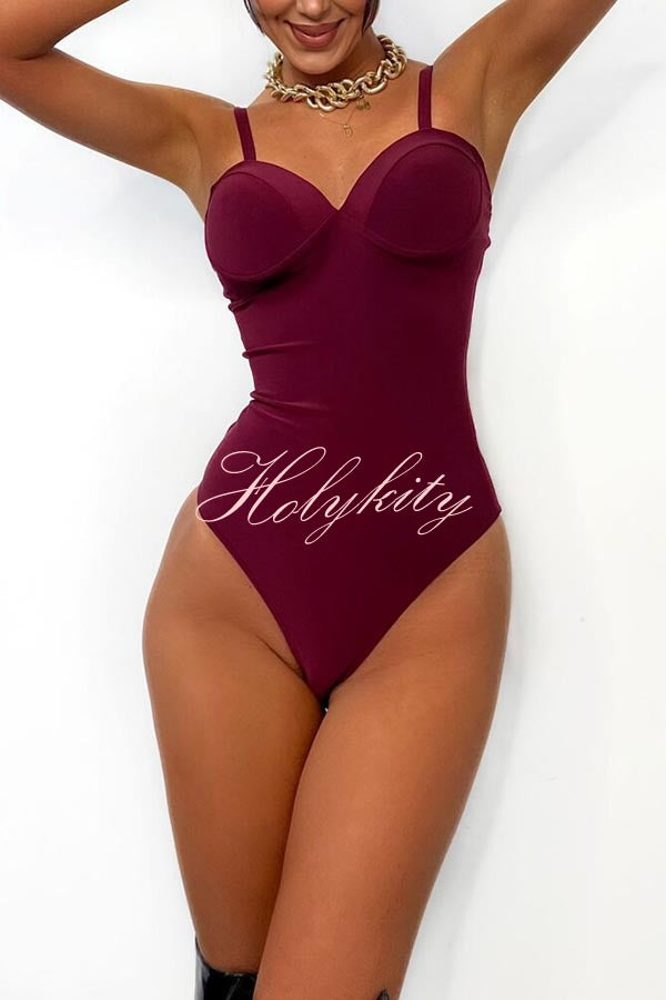 Body Feeling in Love Detachable Straps Sweetheart Neck Stretch Bodysuit / Romper