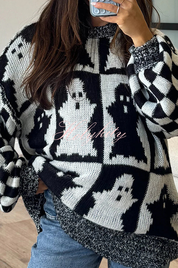 Halloween Casual Loose Crew Neck Sweater