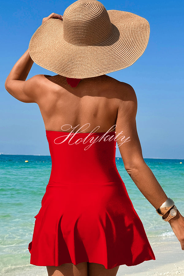 Fashionable Halterneck Waist Hollow Stretch One-piece Swimsuit