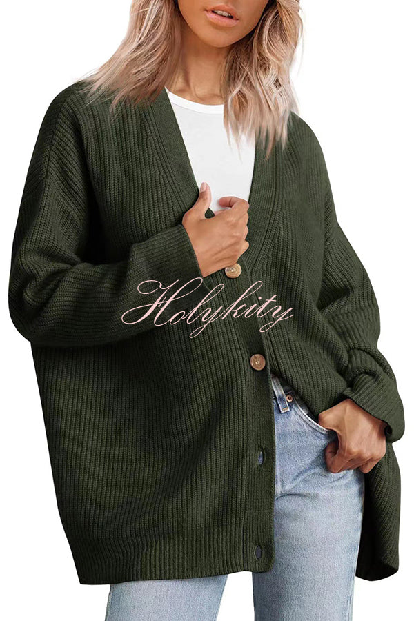 Mountain View Knit Ribbed Button Relaxed Cardigan