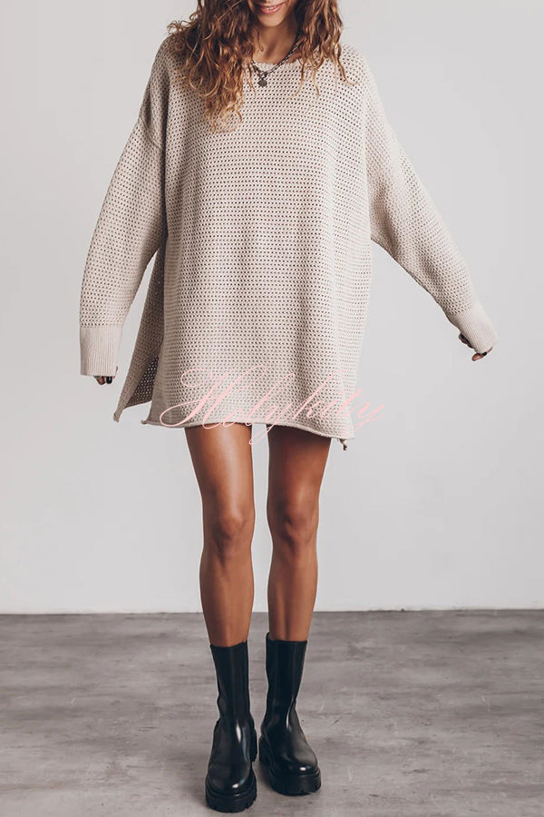 Cup of Cozy Knit Oversized Slit Side Sweater