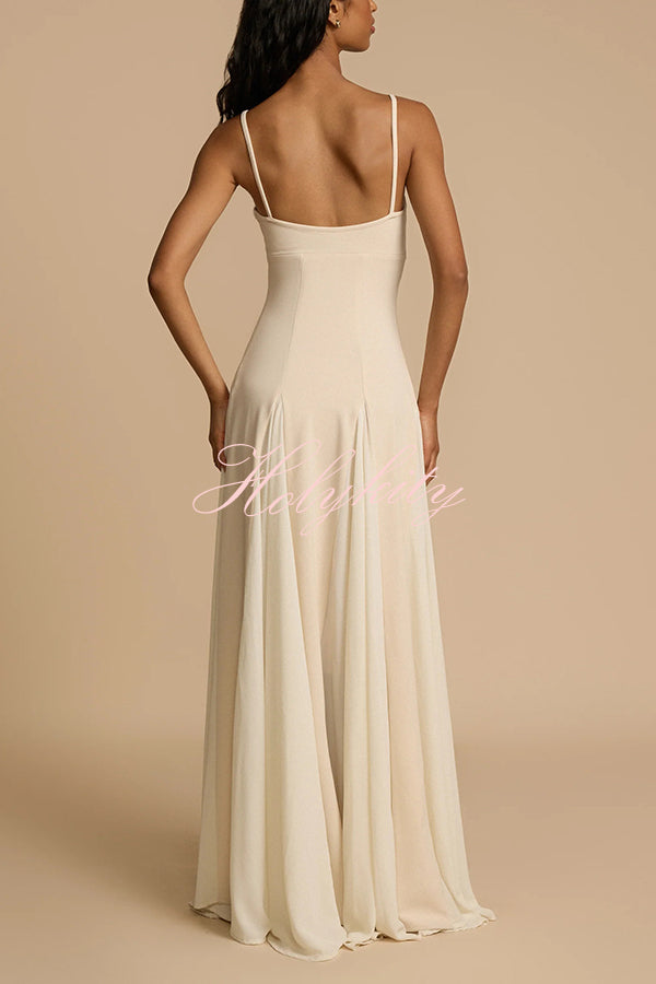 Timeless Elegance Panelled Tulle A-line Slip Maxi Dress