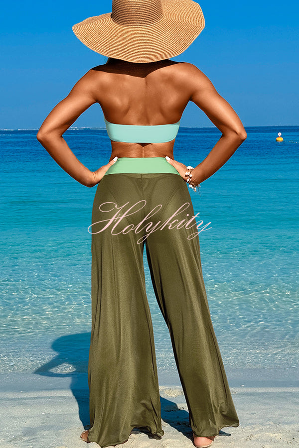 Solid Color Loose Metal Buckle Beach Pants