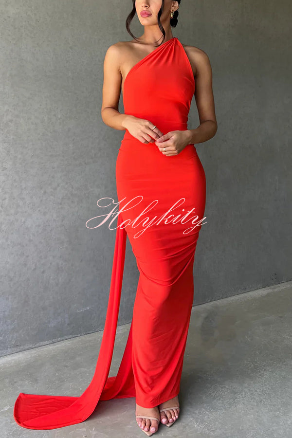 Sexy Backless Pleated Slim Solid Color Sleeveless Elegant Maxi Dress