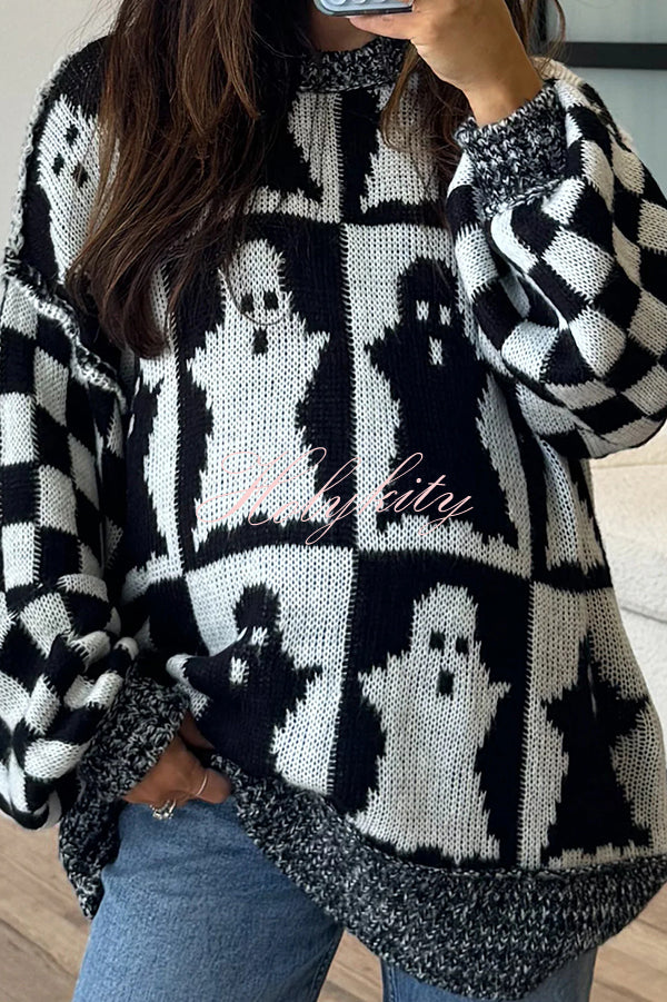 Halloween Casual Loose Crew Neck Sweater