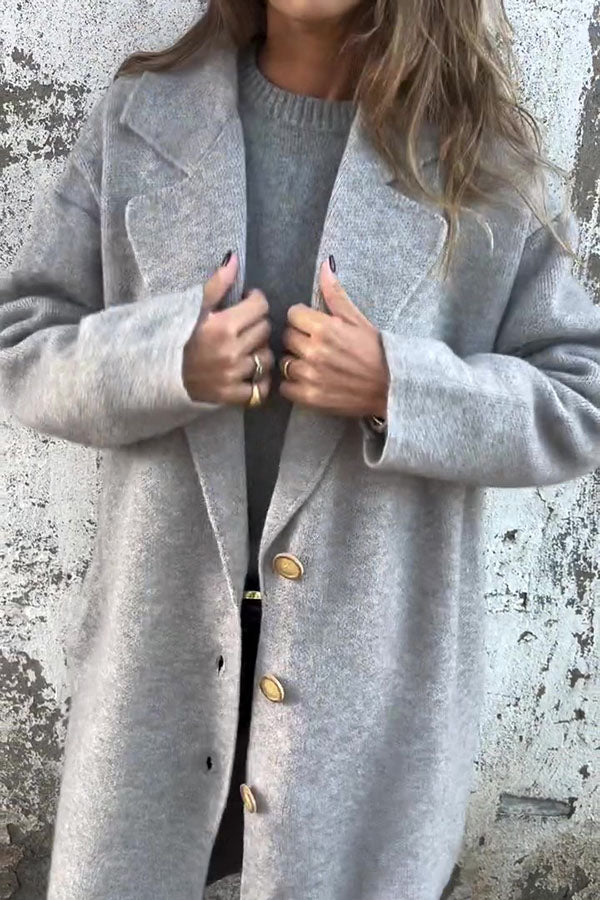 Solid Color Lapel Long Sleeve Loose Casual Jacket