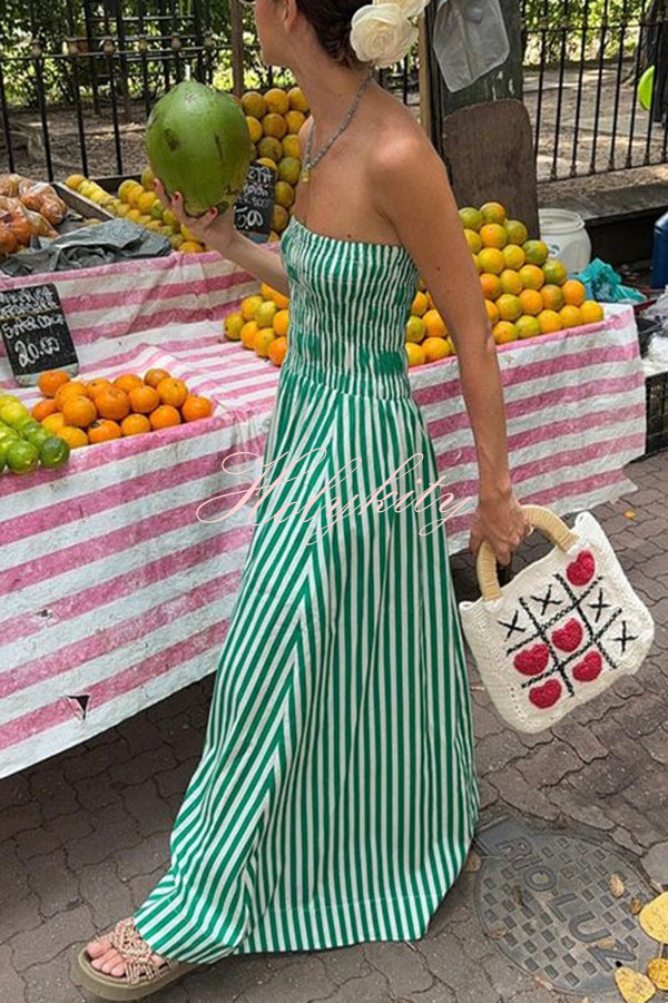 Retro Revival Sleeveless Off-shoulder Elastic Pleated Maxi Dress