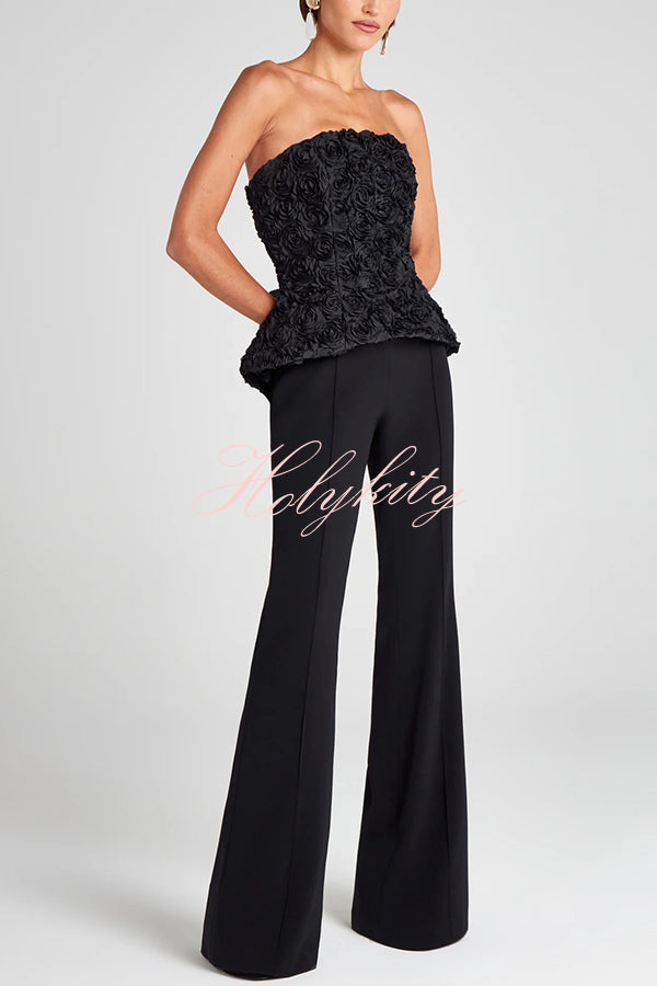 Downtown Dates High Rise Elastic Waist Stretch Flared Pants