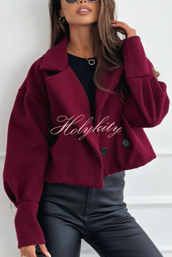 Fashionable Solid Color Lapel Short Blazer