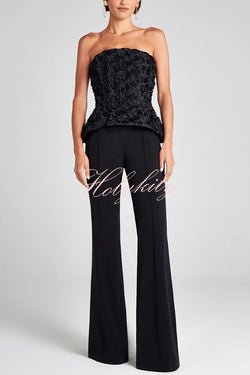 Downtown Dates High Rise Elastic Waist Stretch Flared Pants