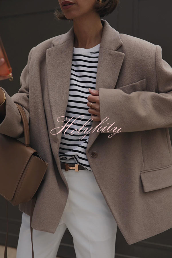 Solid Color Lapel Long Sleeve Loose Blazer