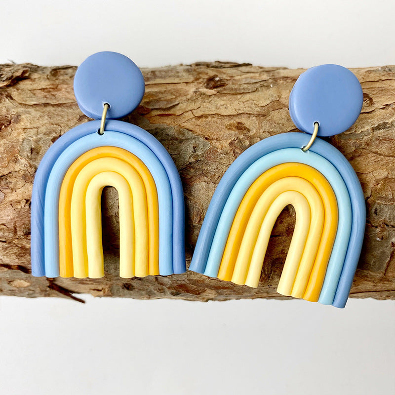 Rainbow colored polymer earrings