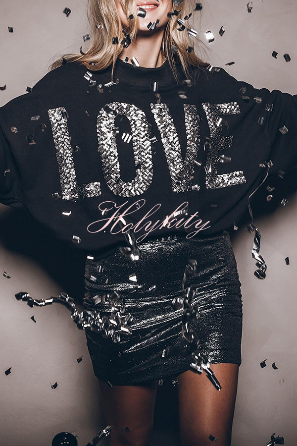 Lots of Love for You Sequin Loose Pullover Top