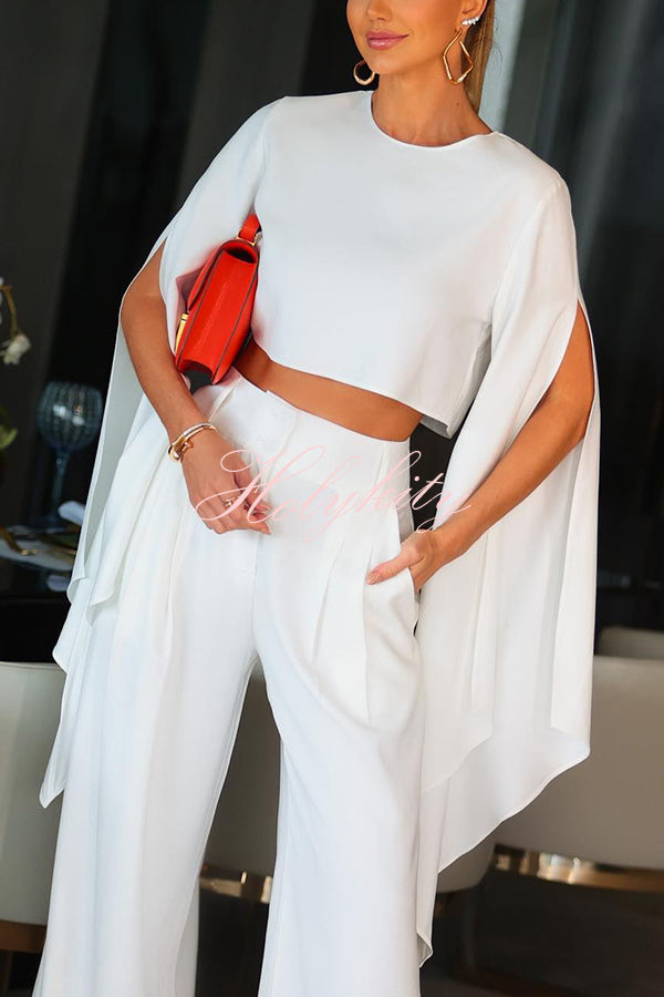 Elegant and Lively Slit Long Sleeve Crop Top