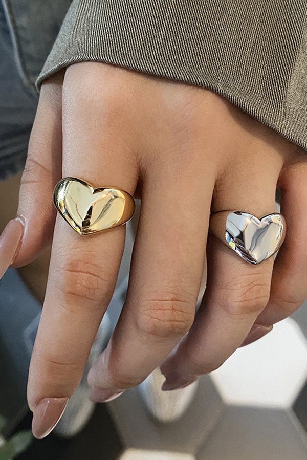 Simple Heart-shaped Metal Texture Ring