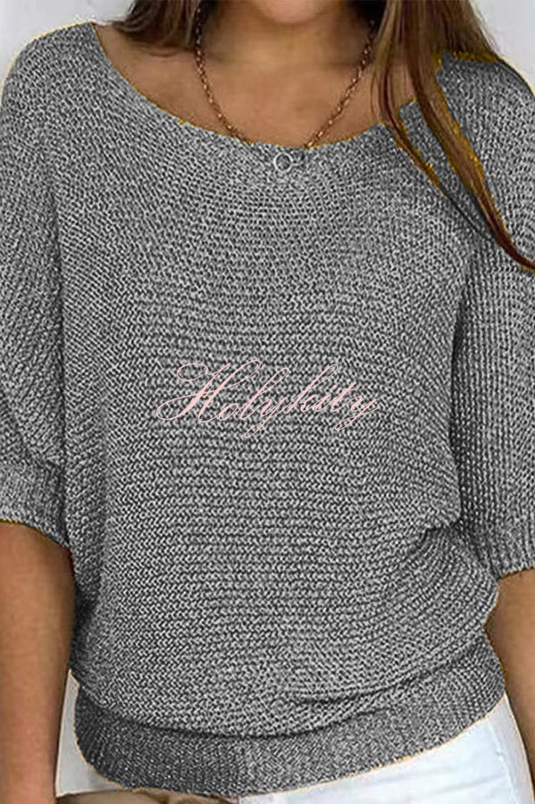 Crew Neck Knitted Half Sleeve Sweater