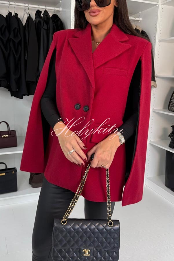 Only with Me Button Up Cape Sleeve Lapel Loose Blazer