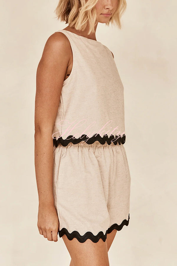 Leilani Solid Tank Top and Elastic Waist Pocket Shorts Set