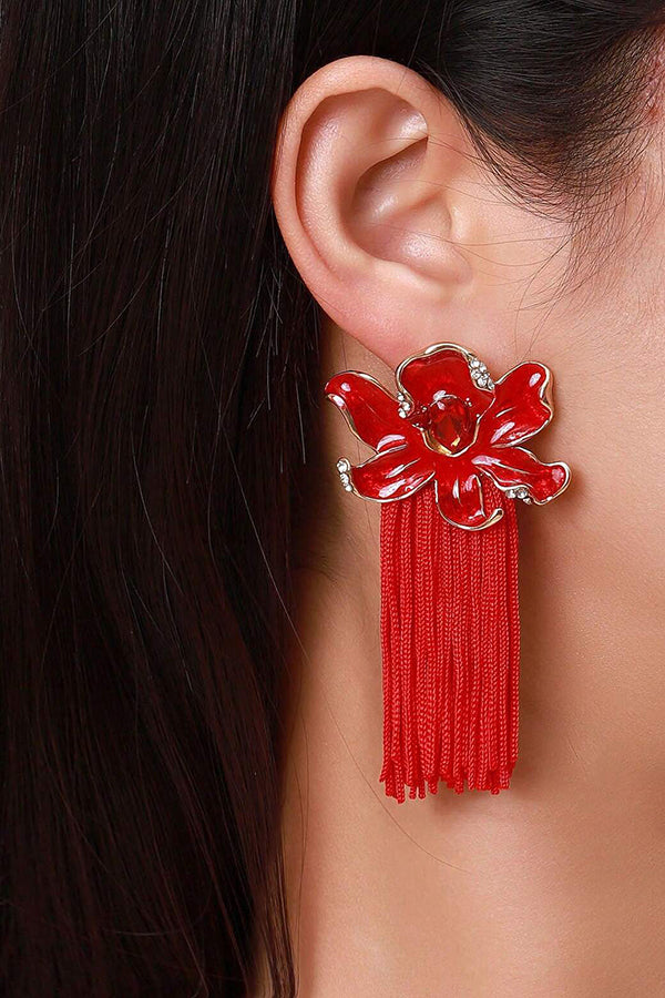 Bohemian Floral Tassel Earrings