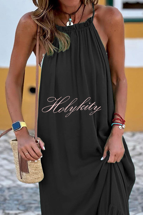 Summer Colors Elastic Neckline A-line Loose Maxi Dress