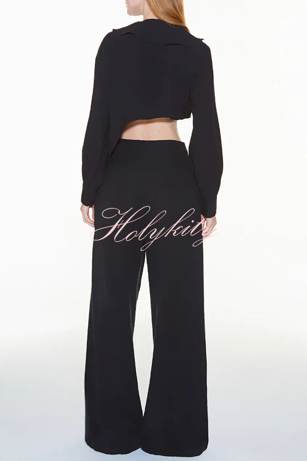 Adriano Double Button High Waist Pocketed Wide Leg Pants