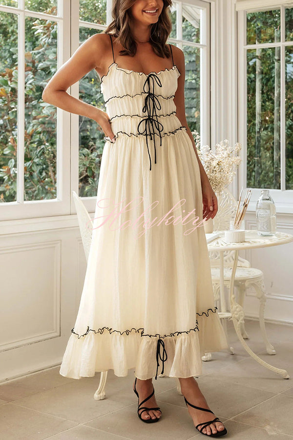 Beautiful Strappy Pleated Paneled Strap Maxi Dress