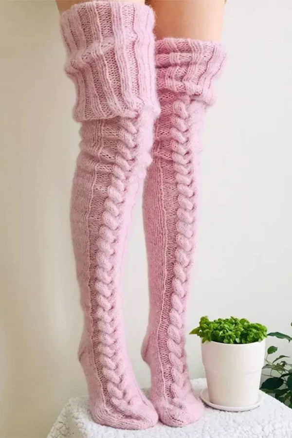 Cable Knitted Knee Length Ladies Socks