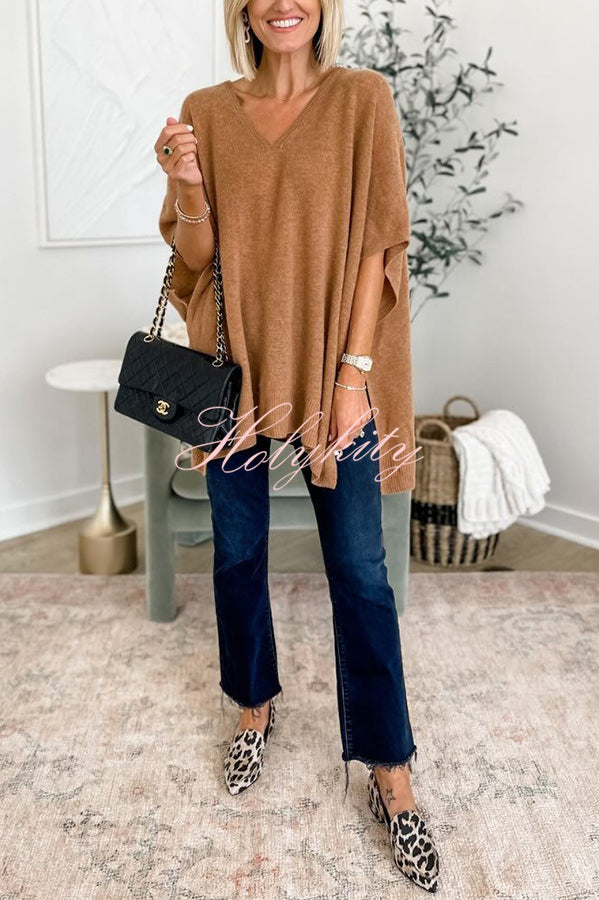 Super Comfortable and Versatile Knit Loose Poncho Sweater