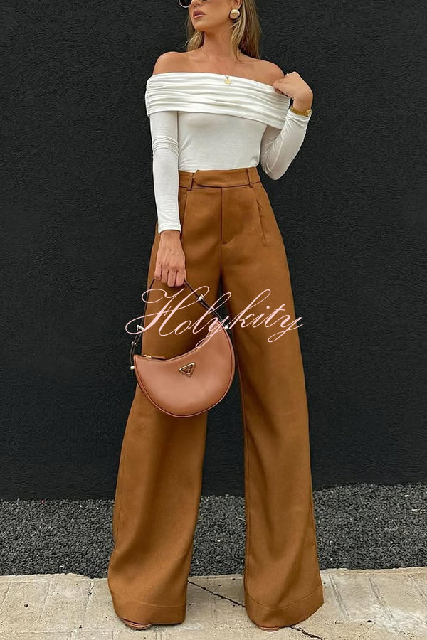 Solid Color Casual Pocket Loose Wide-leg Pants