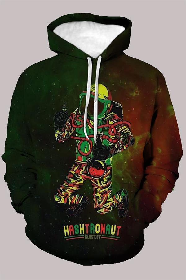 Street 3D Black Digital Printed Hooded Sweatshirt