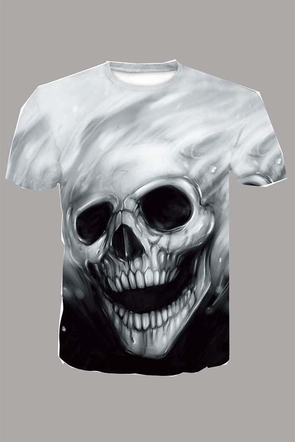 The 3D  Skull  Print Short Sleeve T-shirt