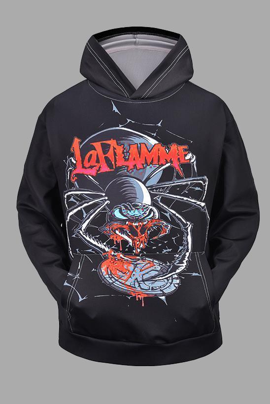 Street 3D Spider Print Hooded Sweatshirt