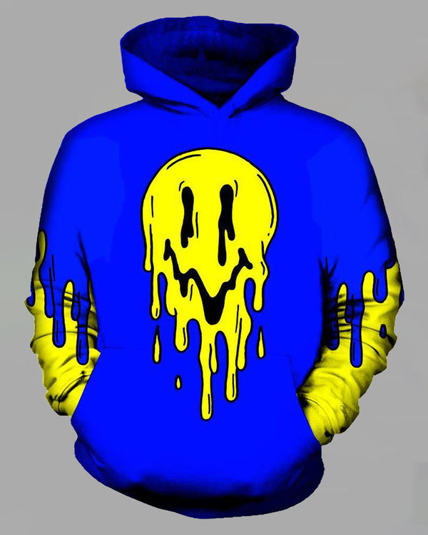 Street 3D Smiley Printed Hooded Sweatshirt