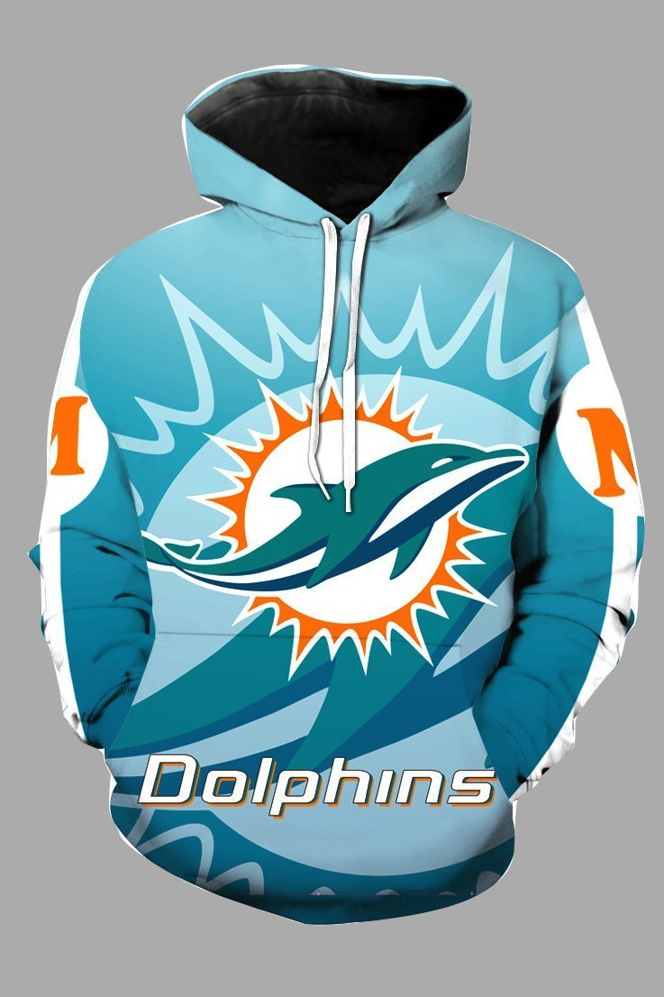 Street 3D Miami Dolphins Printed Hooded Sweatshirt