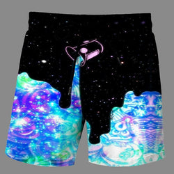 Casual   3D Space Printed Loose Shorts