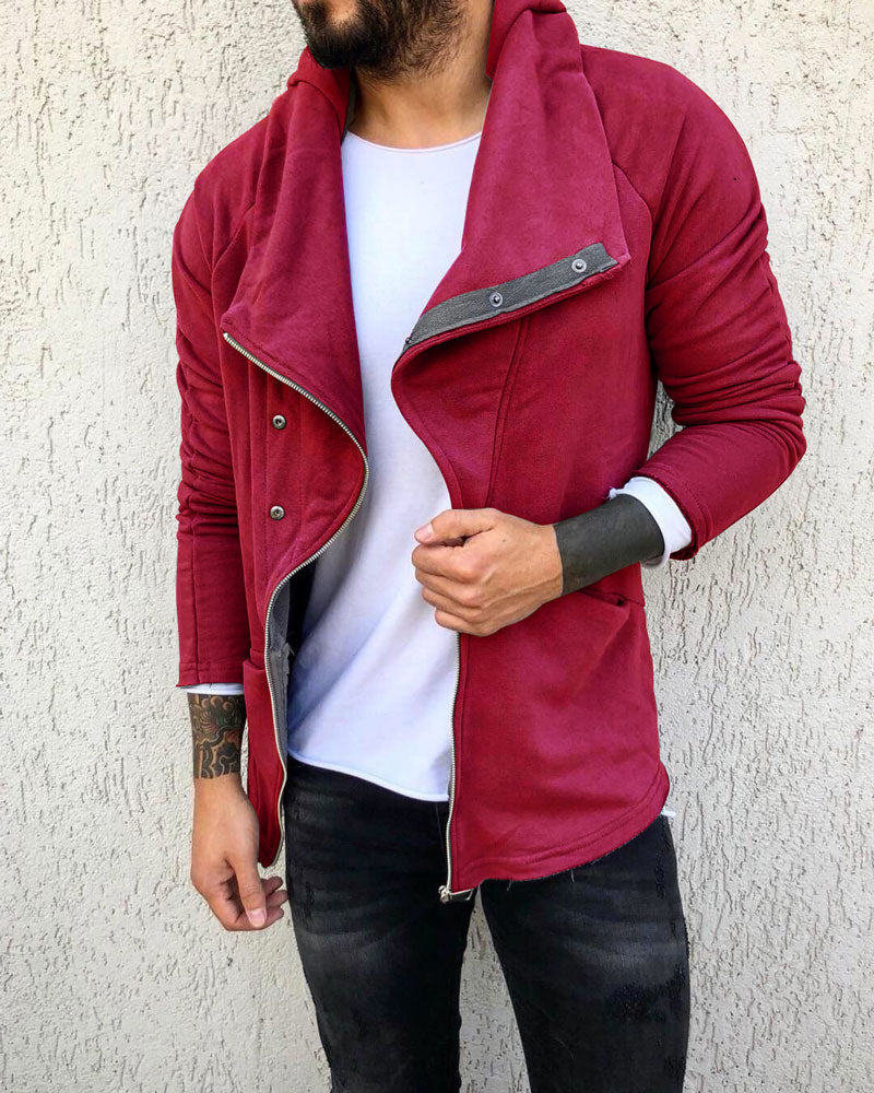 Stylish Large Lapel Zip Jacket