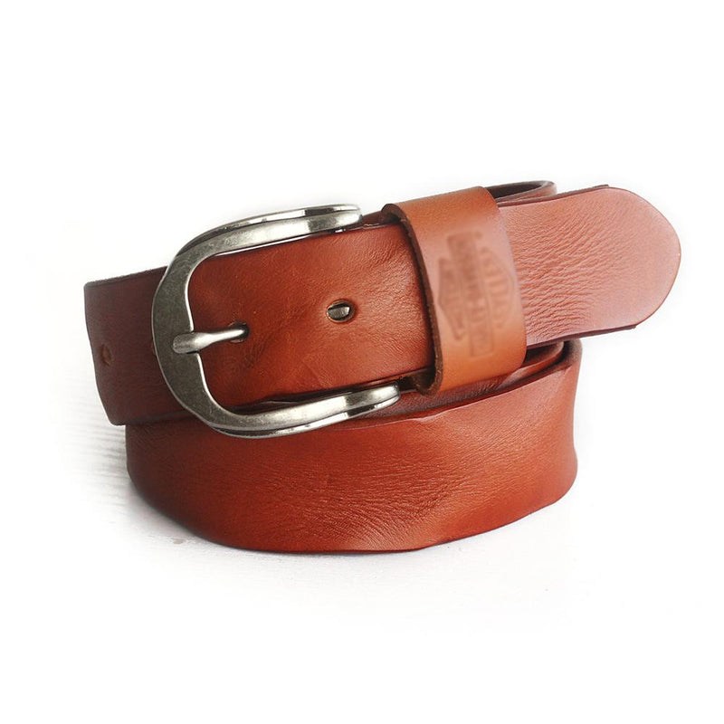 Vintage men's belt handmade vegetable tanned top layer cowhide belt