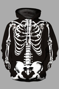 3D Skeleton Printed Hooded  Sweatshirt