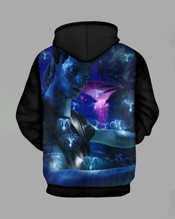 3D Movie Series Print Hooded Sweatshirt