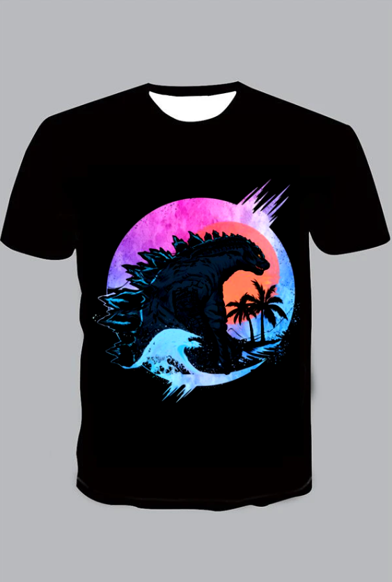 Godzilla  Print Short Sleeve T-shirt