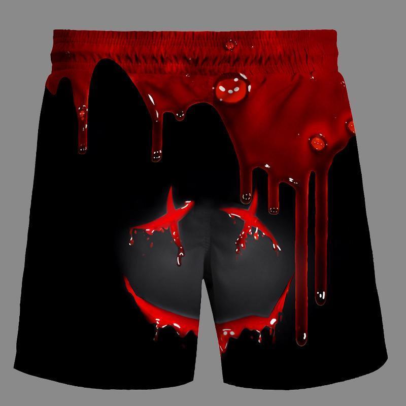 Casual   3D  Red Water droplets Printed Loose Shorts