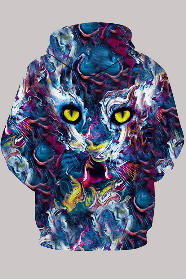 Street 3D Multicolor Digital Printed Hooded Sweatshirt