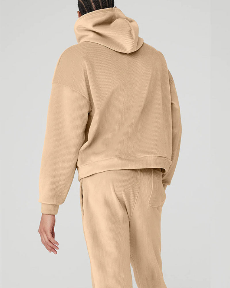 On-trend Corduroy Hooded Tracksuit