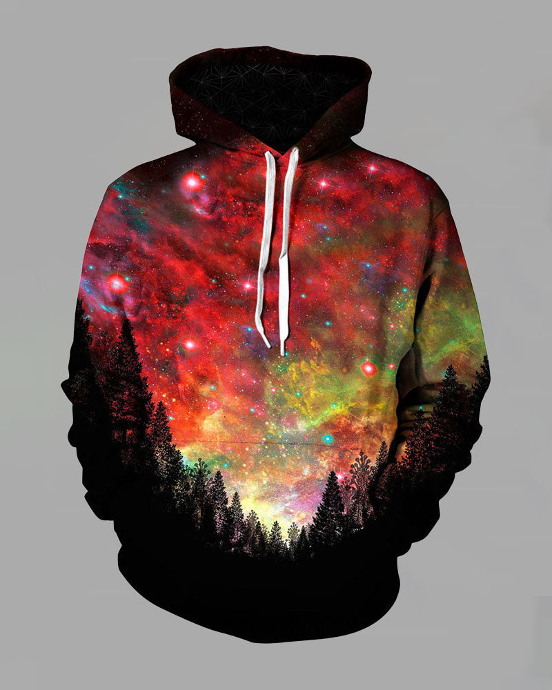 3D Starry Sky Printed Hooded Sweatshirt