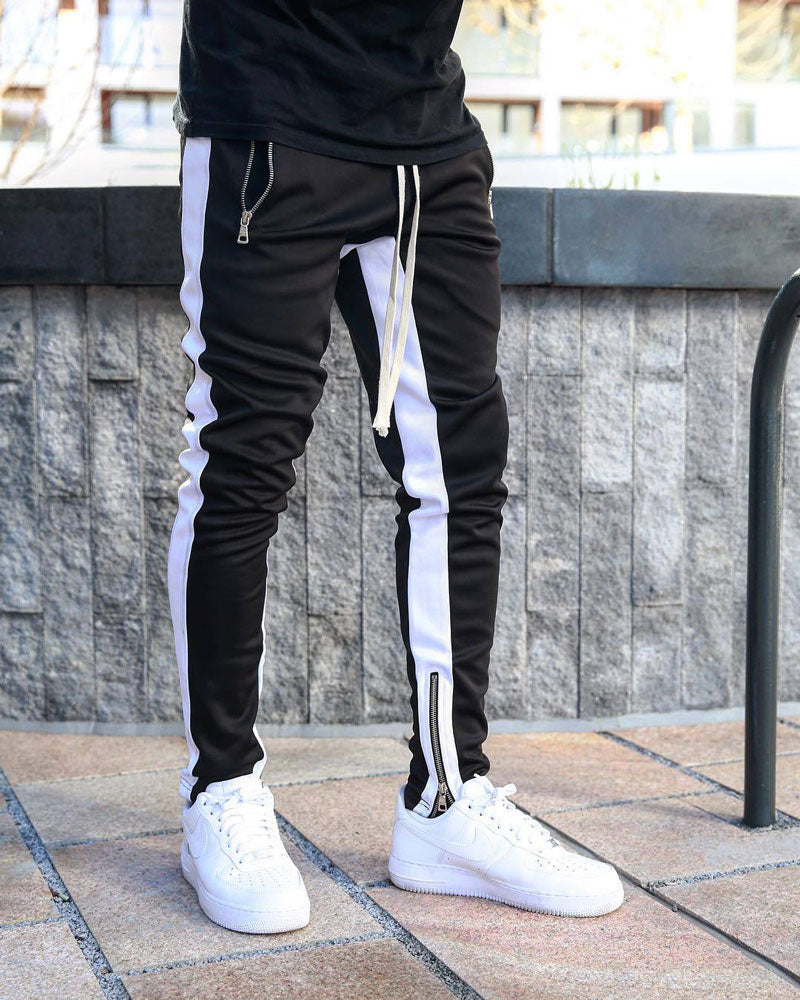 Trendy Zip Contrast Sweatpants